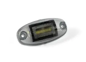 Helyzetjelző LED fehér, ovális alakú, sötétített, sík hátoldalas, 12-36V, 0,15m kábellel, 36v74mm, mélység: 19mm FT-68 B LED DARK