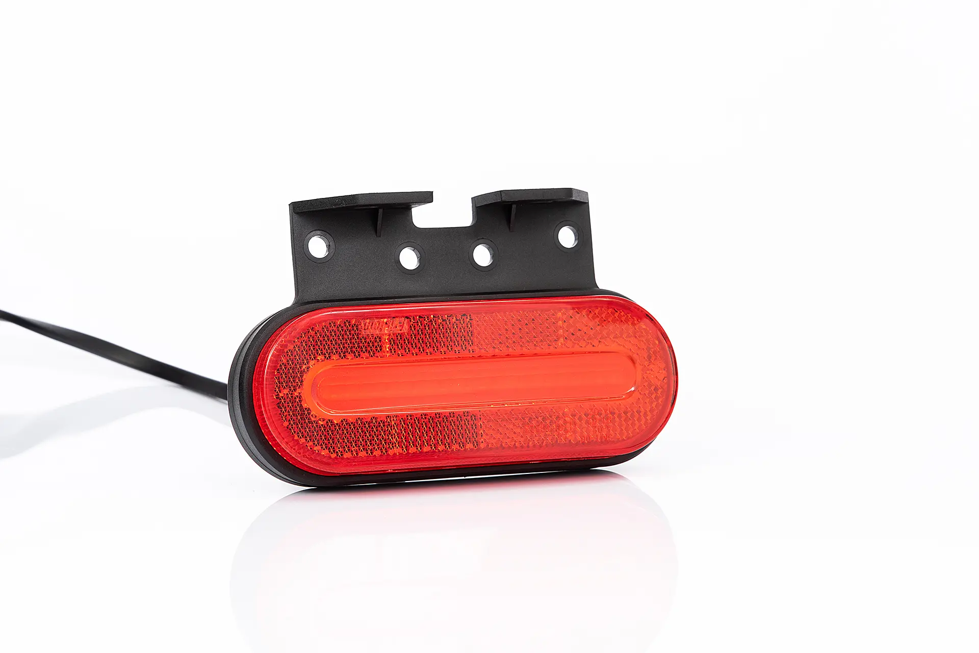 !!!ÚJDONSÁG!!! - Szélességjelző 12-24V kerekített alakú Piros LED-es +Tartó 126mm x 51mm (FT-70C+K LED)