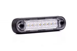 Külső dekor világítás 8 LED, hosszított változat, tiszta üveges, FEHÉR, 12-36V, 120x28mm FT-73 B LONG