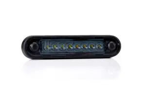 Külső dekor világítás 8 LED, hosszított változat, sötétített tiszta üveges, FEHÉR, 12-36V, 120x28mm FT-73 B LONG DARK