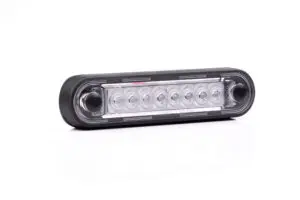 Külső dekor világítás 8 LED, hosszított változat, tiszta üveges, PIROS, 12-36V, 12x28mm FT-73 C LONG