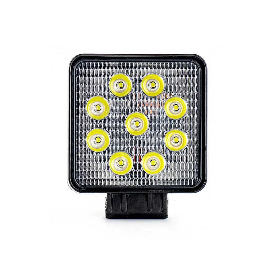 Munkalámpa négyzet 9 LED szúró, 12-24V, 108x108x47mm