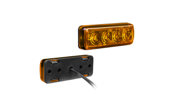 Oldalsó helyzetjelző lámpa, 4 LED-es, sárga, 12V-24V, 0,6W, méret: 70x26x15, 0,2m kábel