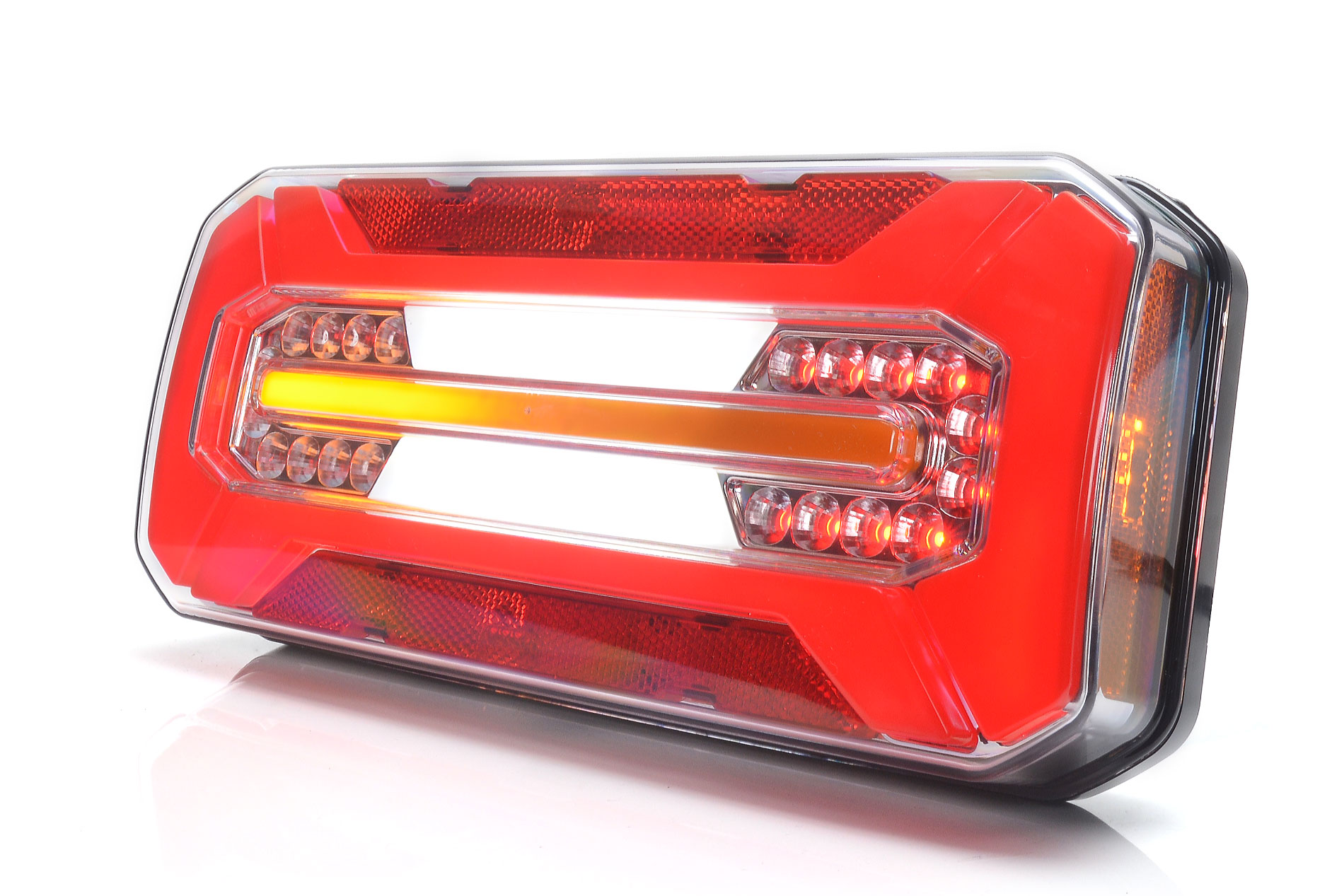 Kombinált hátsó lámpa LED-es, 12V/24V, (helyzetjelző, irányjelző, tolató),