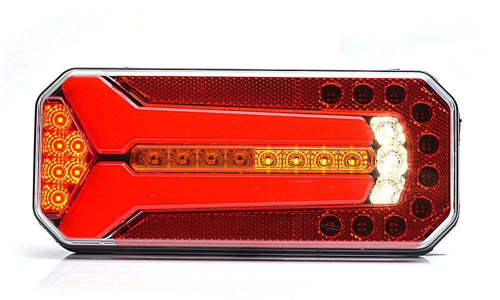 LED-es multifunkcionális hátsó lámpa, IP66/68, 12V-24V, féklámpa, helyzetjelző, tolatólámpa, fényvisszaverő, oldalsó rendszámtábla világítás, dinamikus indikátor, kábel: 200cm YLY-S 5x0.5 mm2