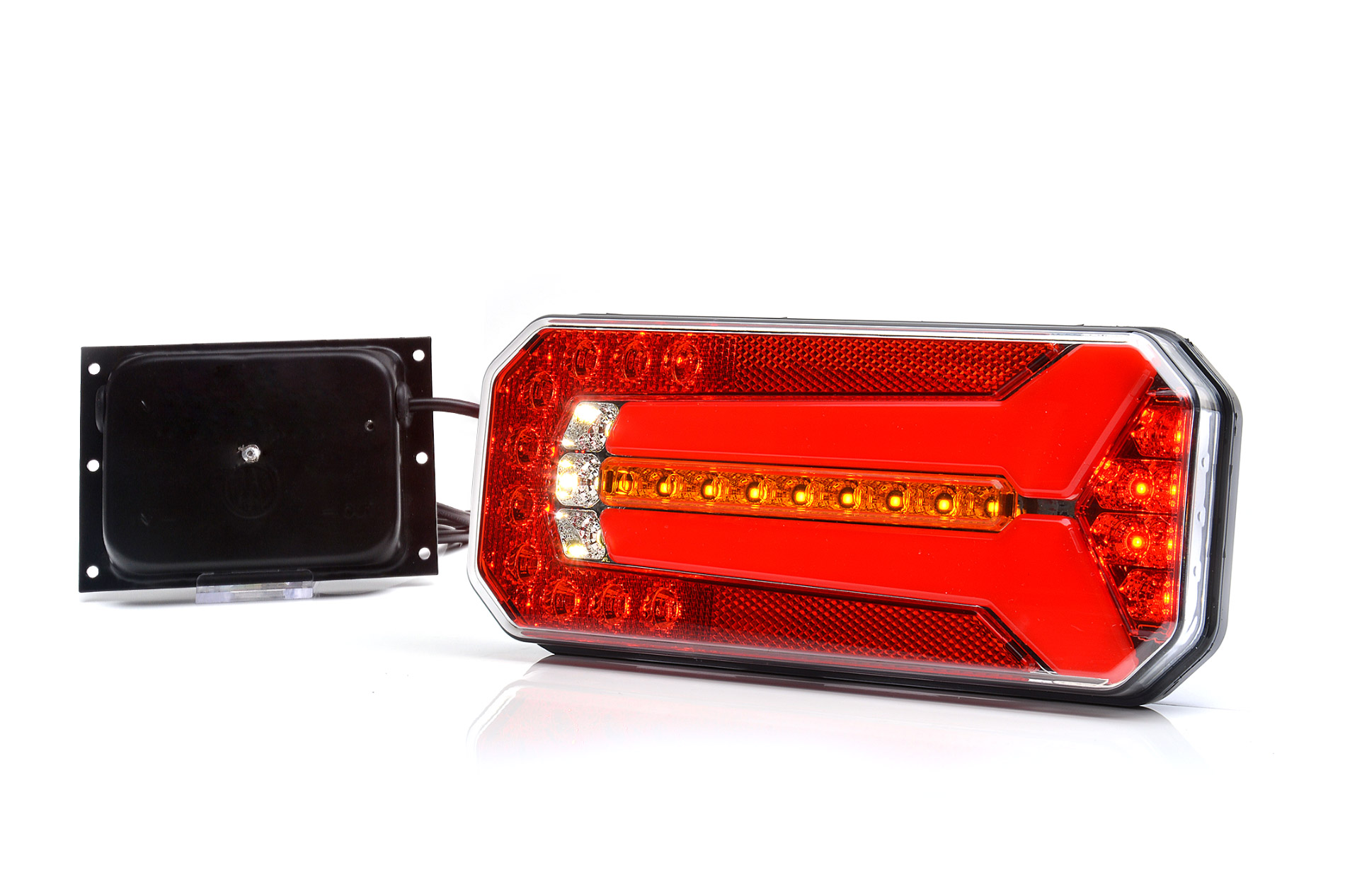 LED-es hátsó kombinált lámpa, IP66/68, 12V-24V, helyzetjelző, féklámpa, irányjelző, tolatólámpa, ködlámpa, alsó rendzsámtábla-világítás, kábel: 200cm YLY-S 6x0.5 mm2