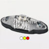 Szélességjelzõ 12-24V "csónak" alakú 3 funkciós (piros-fehér-sárga) LED-es +gumitalp +vezeték 120mm x 40mm x 35mm (FT-38 LED)